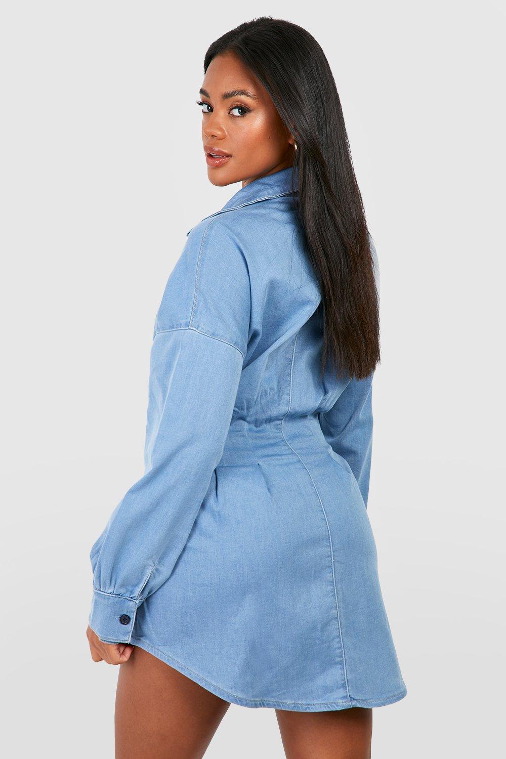 Boohoo denim 2024 shirt dress